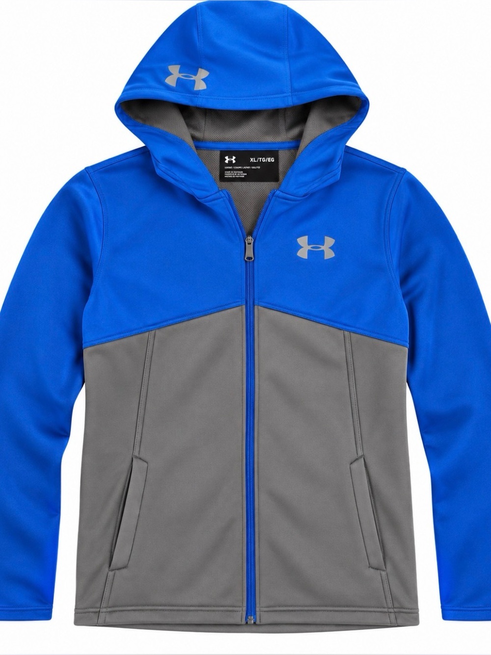 Under Armour Blue and Gray Full-Zip Hooded Jacket for Kids